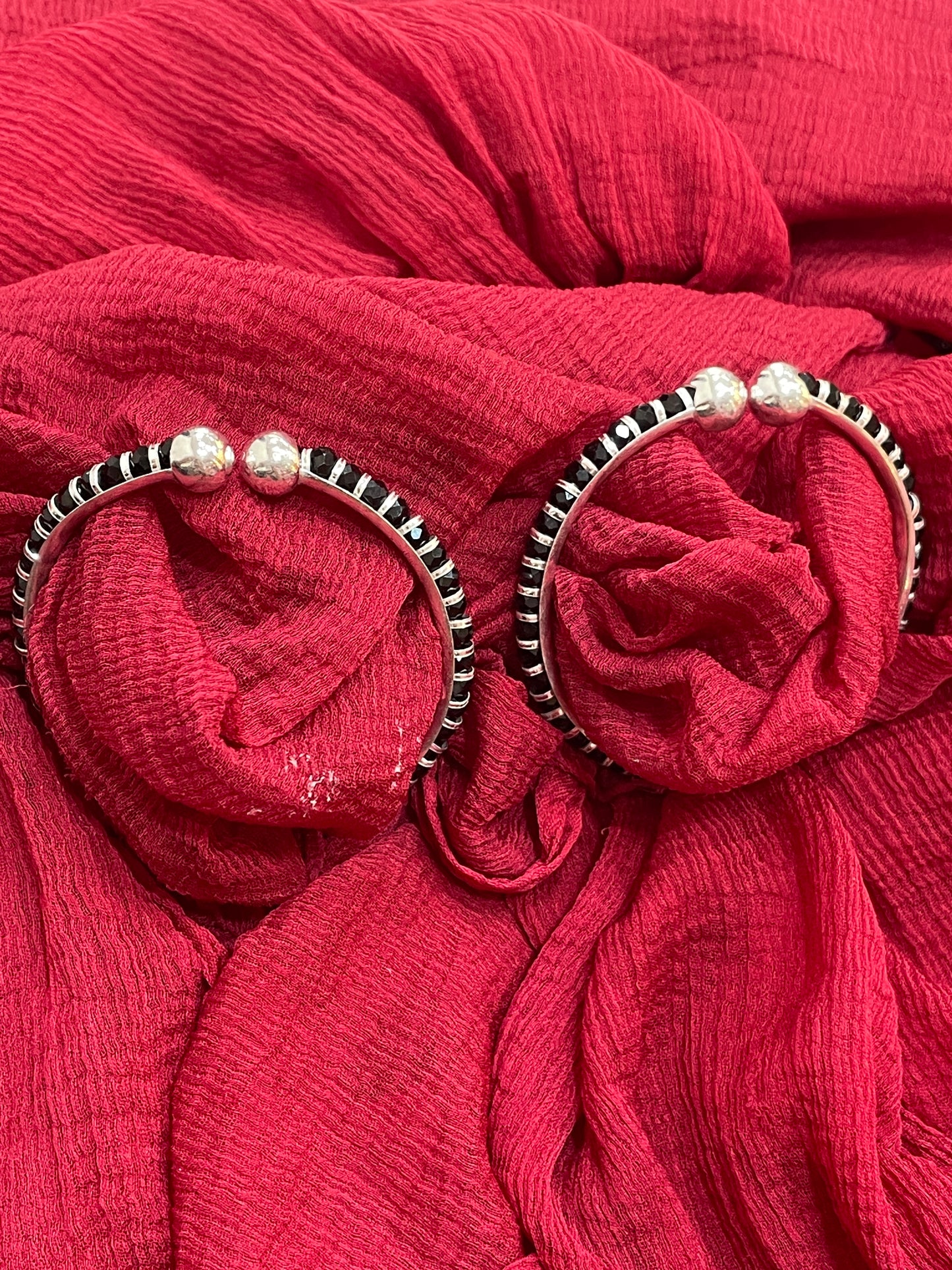 92.5 Silver Black Bead Kids Kada Pair | Baby Bracelet for Girls & Boys | Traditional Jewellery