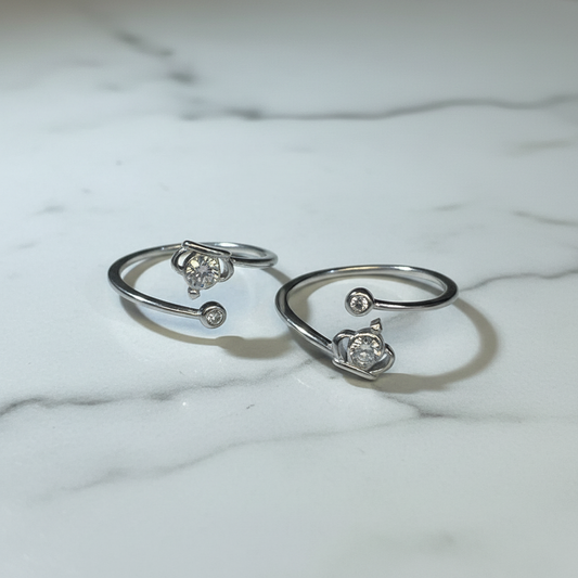 92.5 Sterling Silver Crown Toe Rings for Women | Royal Elegant Design