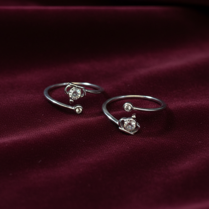 92.5 Sterling Silver Crown Toe Rings for Women | Royal Elegant Design