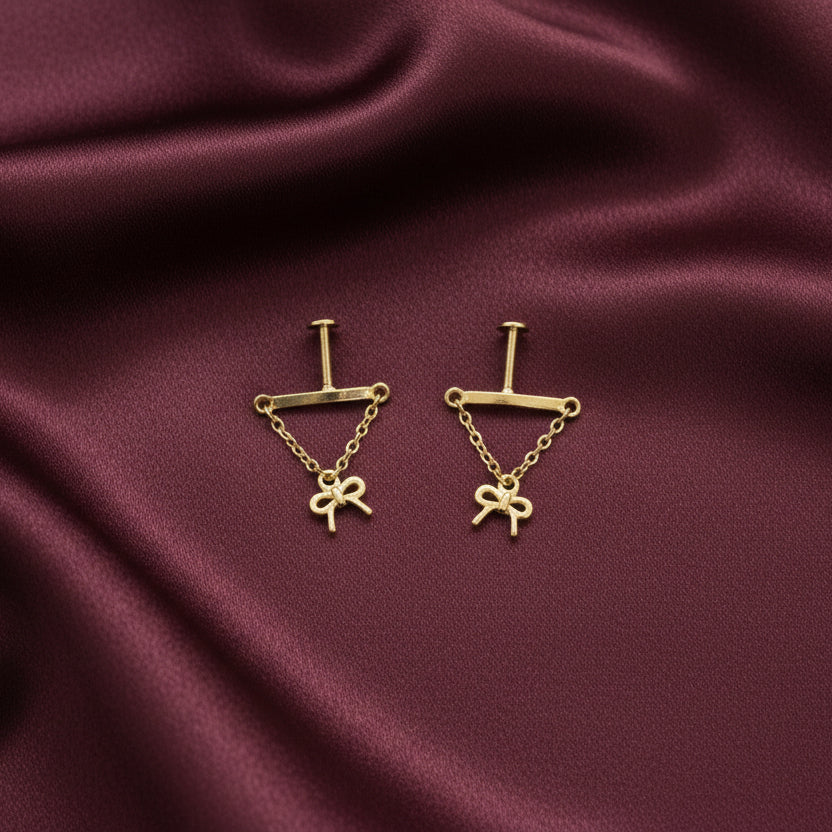 92.5 Silver Gold Plated Bow Bugadi - Pair