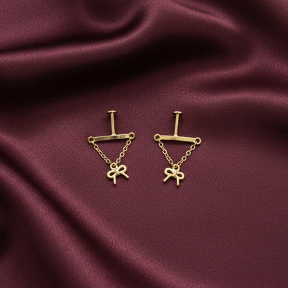 92.5 Silver Gold Plated Bow Bugadi - Pair