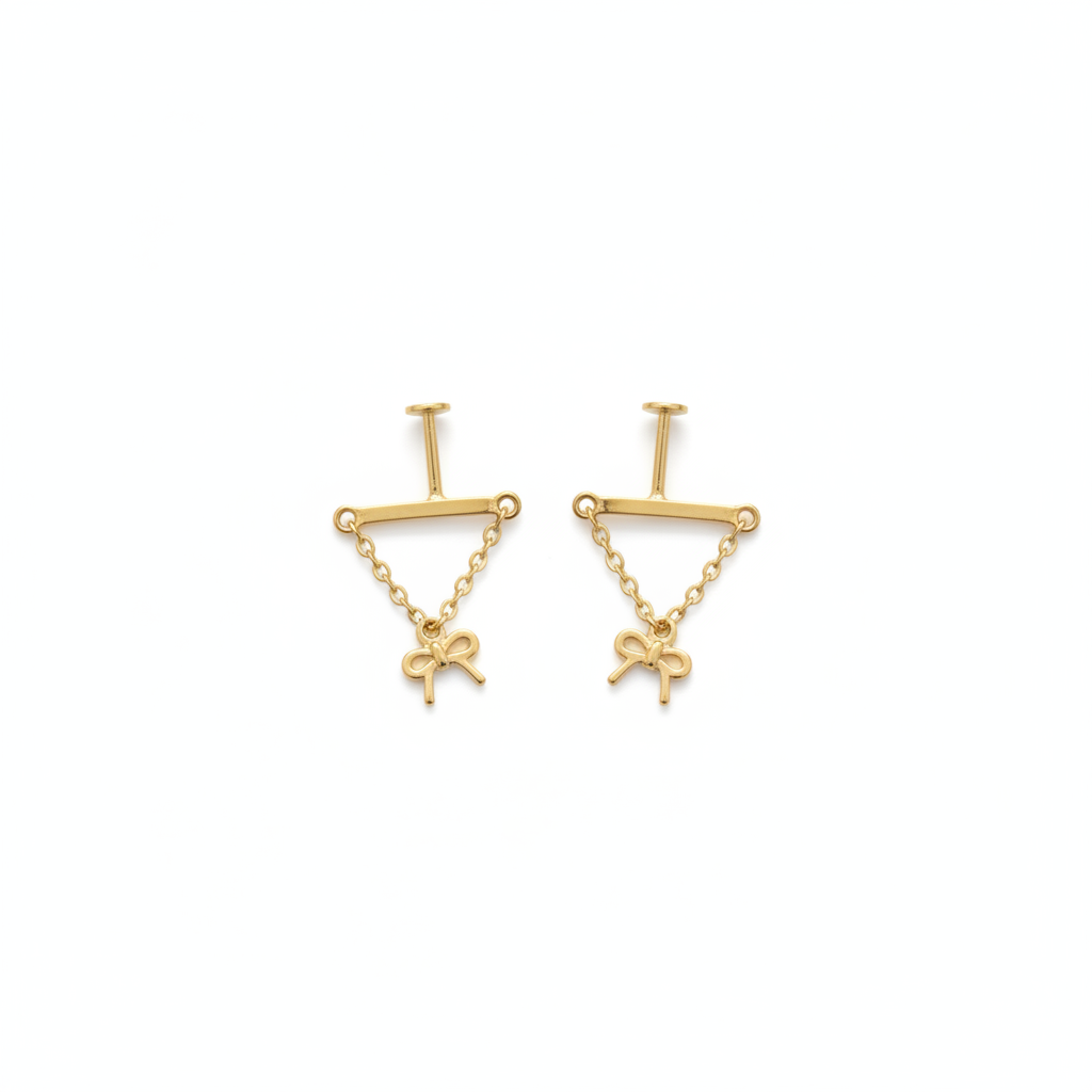 92.5 Silver Gold Plated Bow Bugadi - Pair