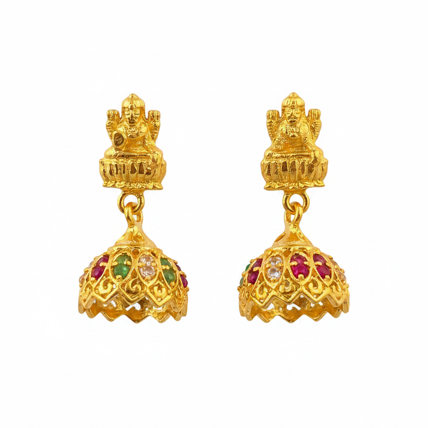 92.5 silver gold plated Lakshmi Devi jhumkas