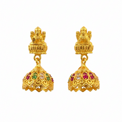 92.5 silver gold plated Lakshmi Devi jhumkas