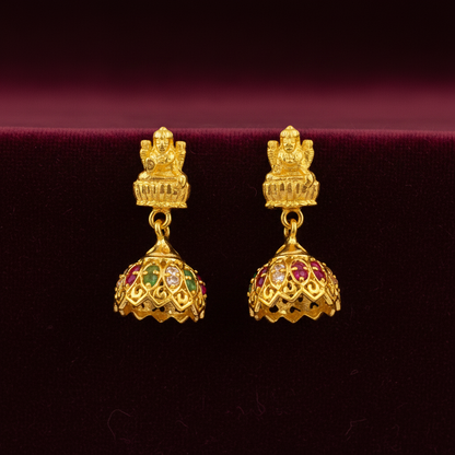 92.5 silver gold plated Lakshmi Devi jhumkas