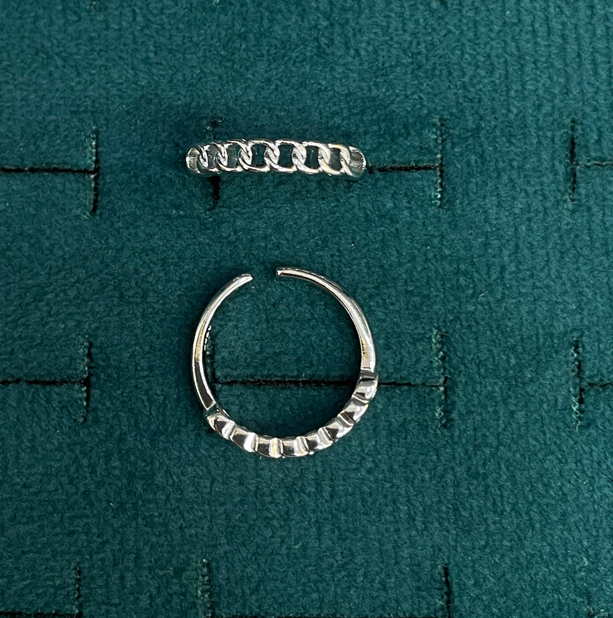 92.5 Silver Curb Chain Toe Rings Pair