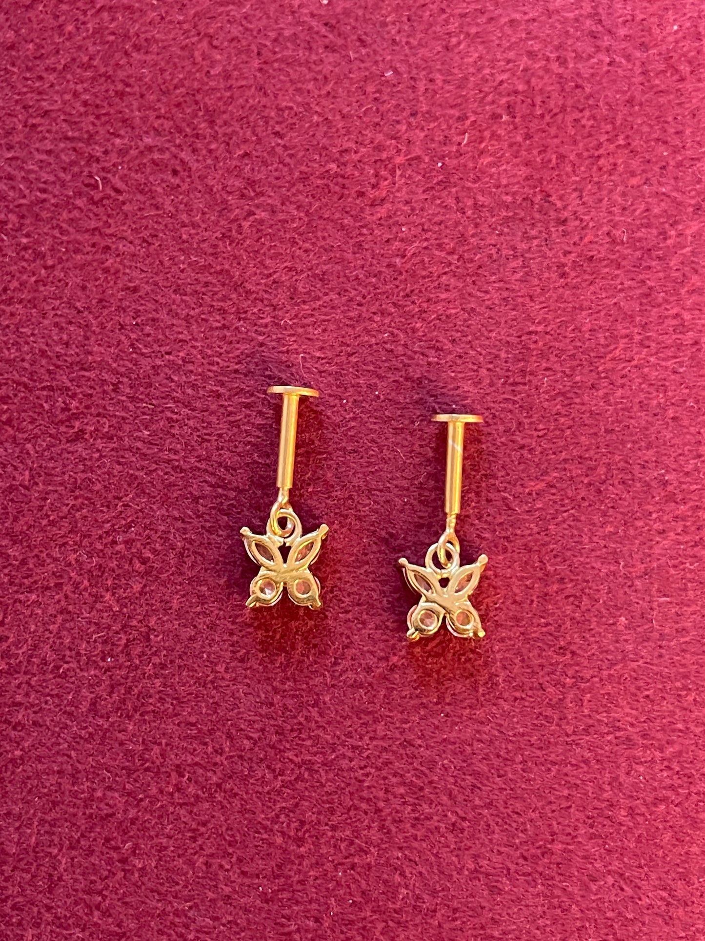 92.5 Silver Gold Plated Butterfly Hanging Bugadi Pair| Elegant Drop Design | Jewellery