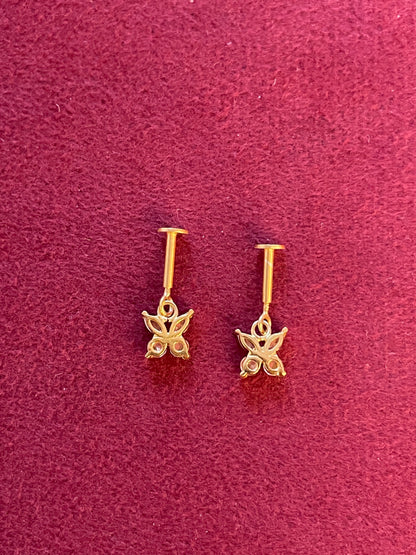 92.5 Silver Gold Plated Butterfly Hanging Bugadi Pair| Elegant Drop Design | Jewellery