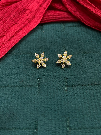 92.5 Silver Gold Plated Flower Earrings | Elegant Classic Design | Jewellery
