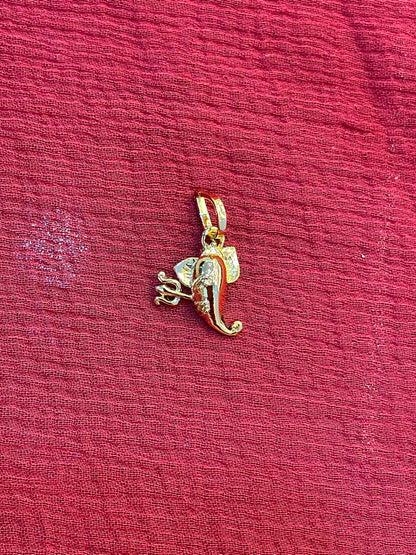 92.5 silver gold plated Ganesha trisulam pendant