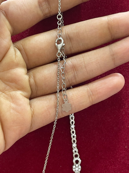 92.5 Silver Stylish Necklace for Women 18 Inches | Sleek Elegant Design | Everyday Wear Jewellery