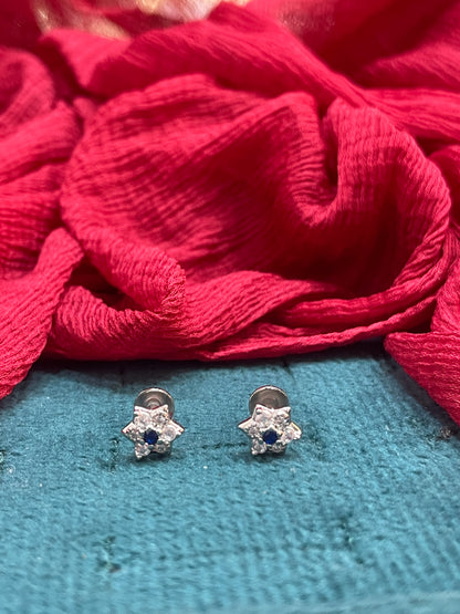 92.5 Silver Blue Star Studs Pair