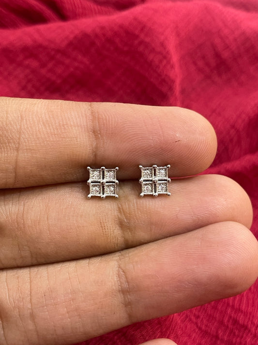 92.5 Silver Square Earrings for Women | Stylish Geometric Design | Elegant Daily Wear Jewellery