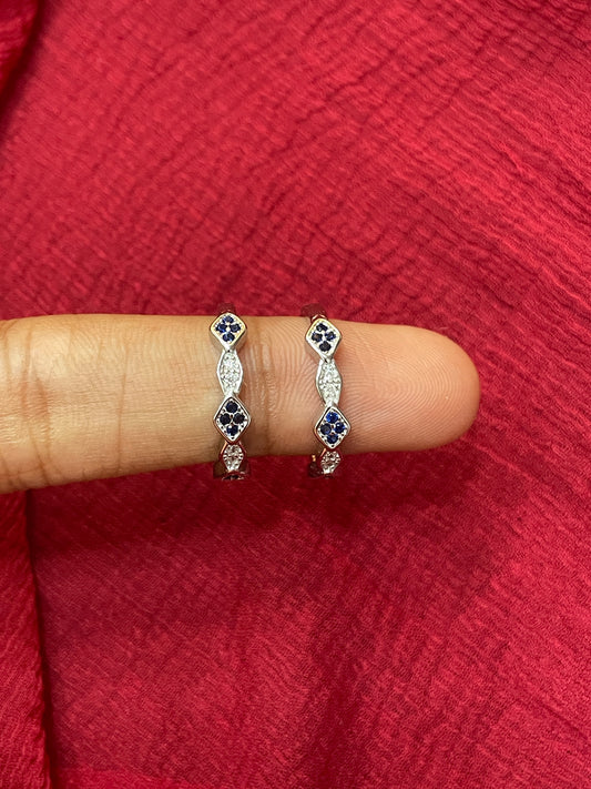 Silver Blue Stone Toe Rings