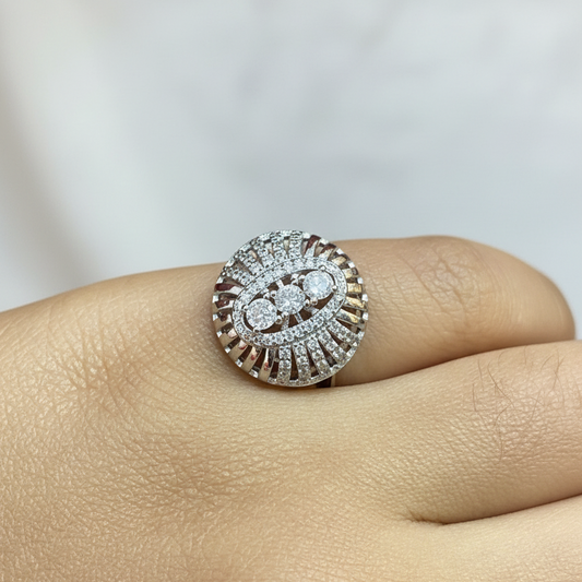 92.5 Silver White Stone Round Ring for Women Size 11 | Stylish Elegant Design | Premium Jewellery