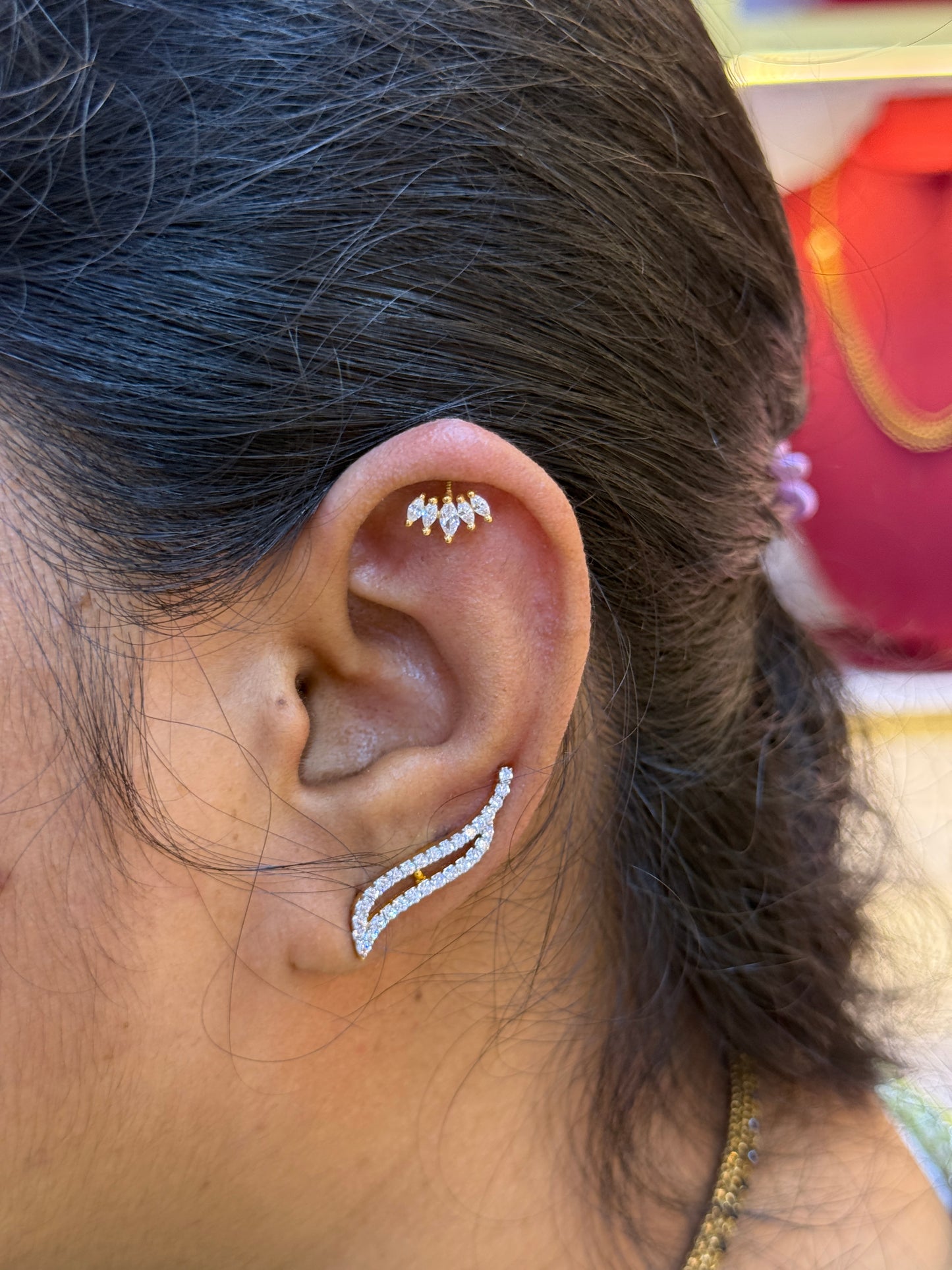 92.5 Silver Gold Plated Five Leaf Dainty Bugadi Pair | Minimal Floral Design | Jewellery