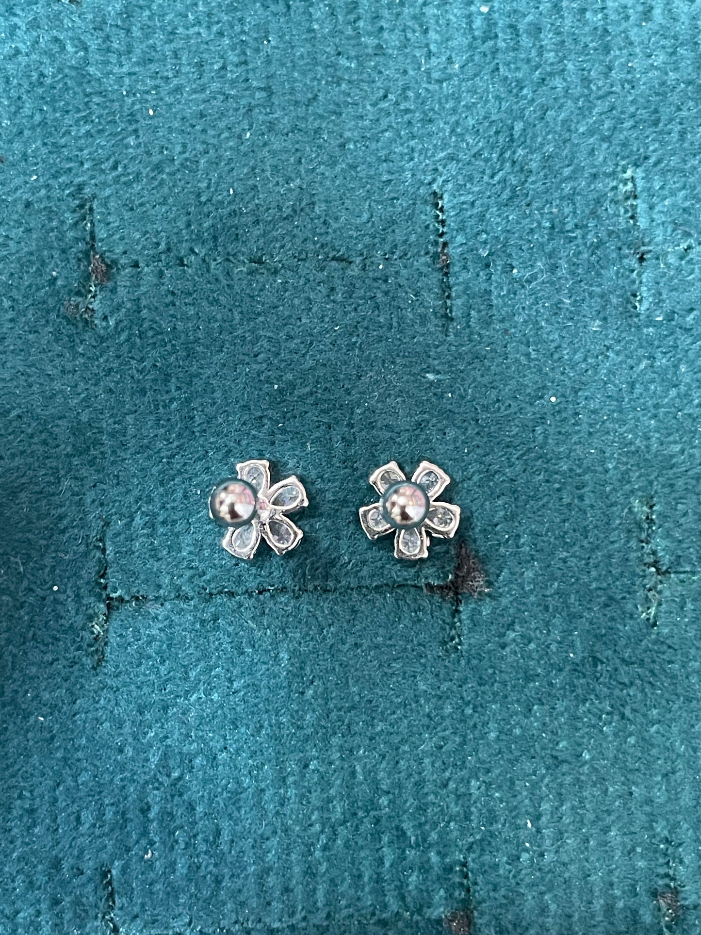 925 Silver Floral Stud Earrings | CZ Flower Daily Wear Earrings with Ball Screw Back