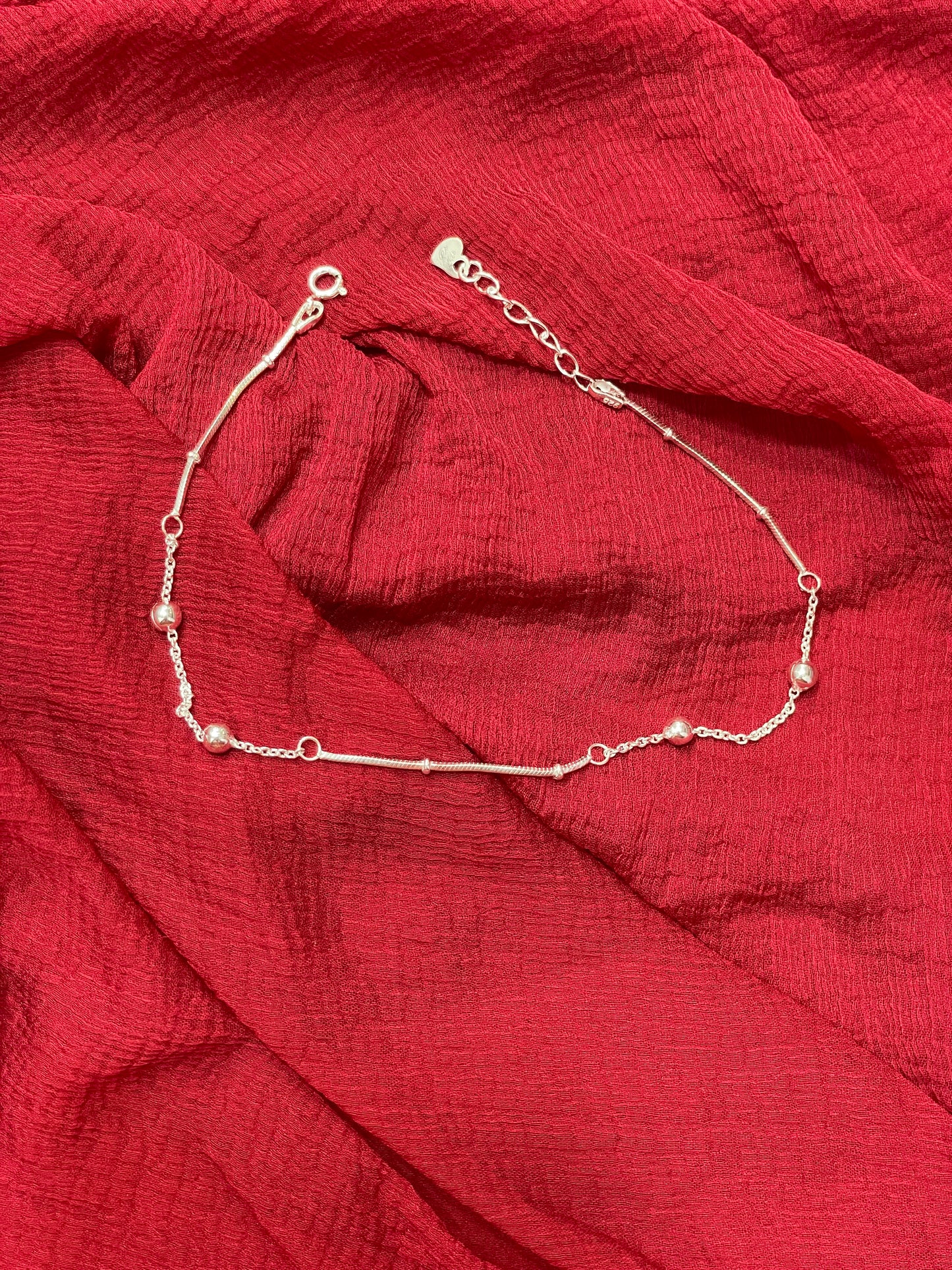 92.5 Silver Ball Anklets | Premium Classy Minimal Design | Jewellery