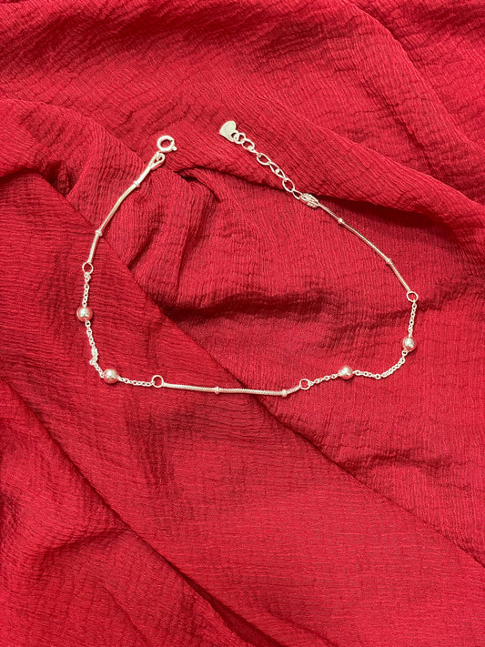 92.5 Silver Ball Anklets | Premium Classy Minimal Design | Jewellery