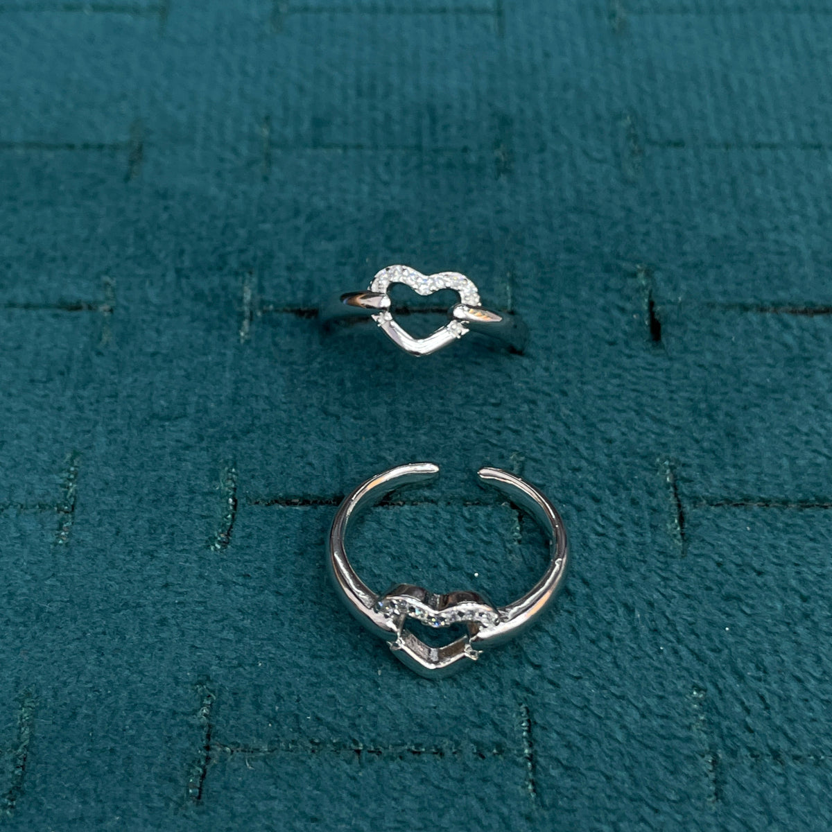 92.5 Sterling Silver CZ Open Heart Toe Rings for Women — Pair