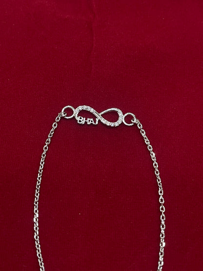 925 Sterling Silver Bhai Infinity Rakhi | CZ Stone Chain Rakhi for Raksha Bandhan