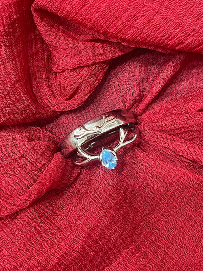 92.5 silver stylish deer couple rings size(men’s:19;women’s:12)