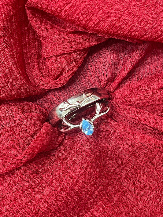 92.5 silver stylish deer couple rings size(men’s:19;women’s:12)