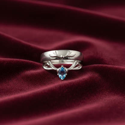 92.5 silver stylish deer couple rings size(men’s:19;women’s:12)