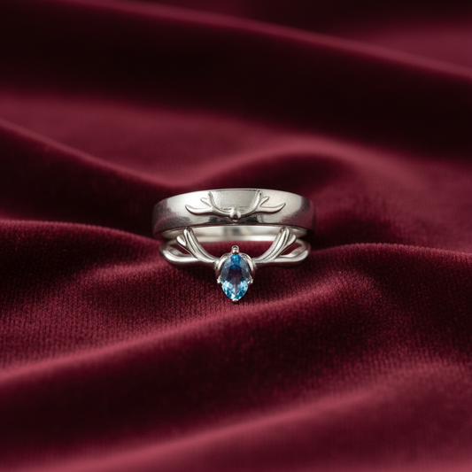 92.5 silver stylish deer couple rings size(men’s:19;women’s:12)
