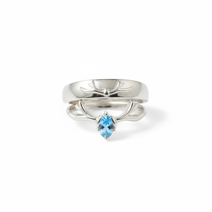 92.5 silver stylish deer couple rings size(men’s:19;women’s:12)