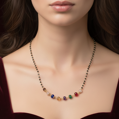 925 Silver Gold Plated Navaratna Pumpkin beads chain