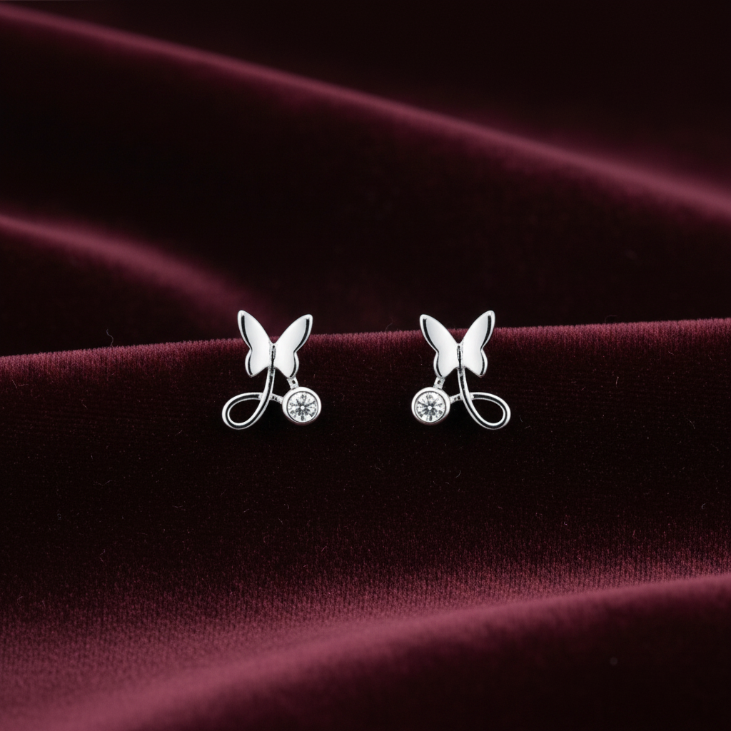 92.5 Silver Butterfly Stud Earrings | Stylish Nature Inspired Design | Jewellery