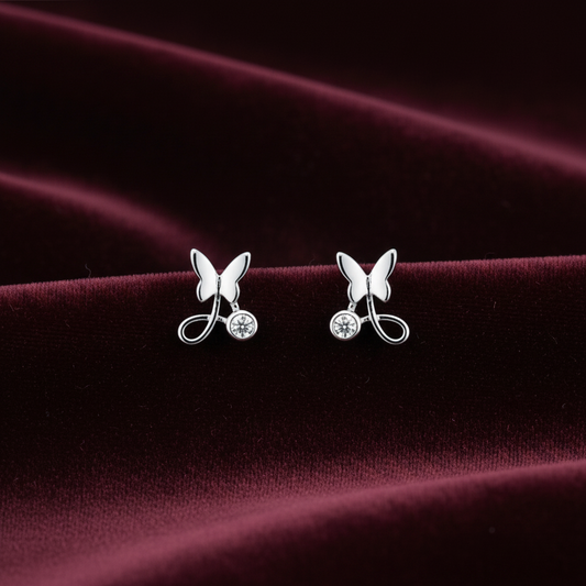 92.5 Silver Butterfly Stud Earrings | Stylish Nature Inspired Design | Jewellery