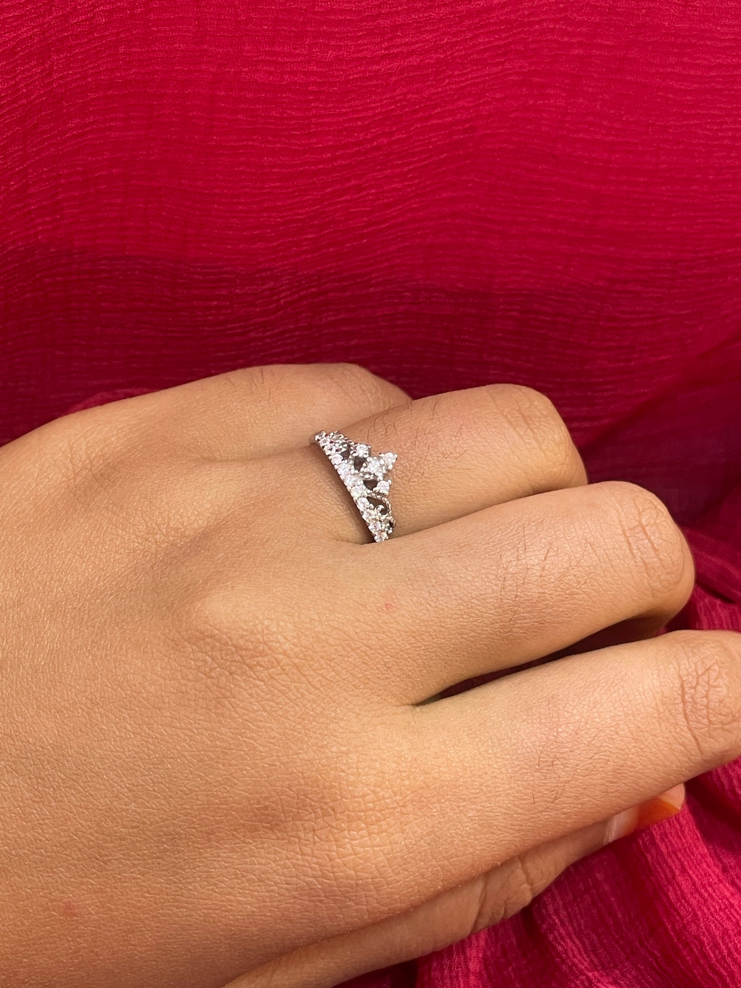 92.5 Silver Crown Ring for Women Size 15 | Stylish Regal Design | Elegant Fashion Jewellery