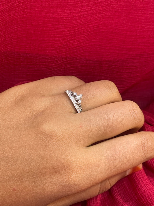 92.5 Silver Crown Ring for Women Size 15 | Stylish Regal Design | Elegant Fashion Jewellery