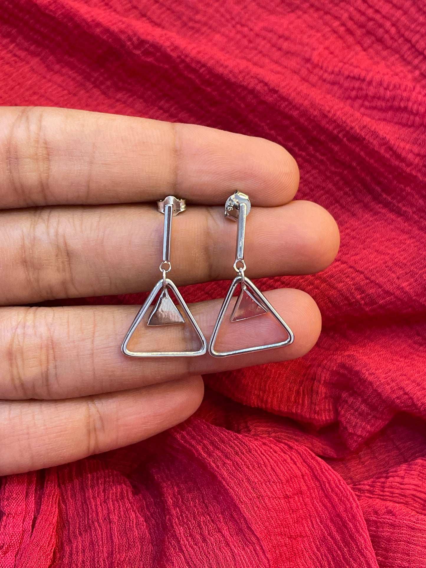92.5 Silver Minimal Hanging Earrings for Women | Sleek Dangle Design | Elegant Jewellery