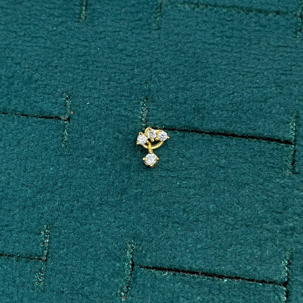 92.5 Sterling Silver Gold Plated CZ Trinity Cluster & Square Drop Studs