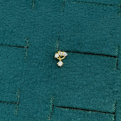 92.5 Sterling Silver Gold Plated CZ Trinity Cluster & Square Drop Studs
