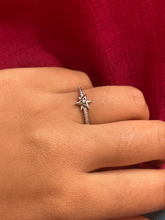 92.5 Silver Star Minimal Ring for Women Size 14 | Stylish Celestial Design | Elegant Fashion Jewellery