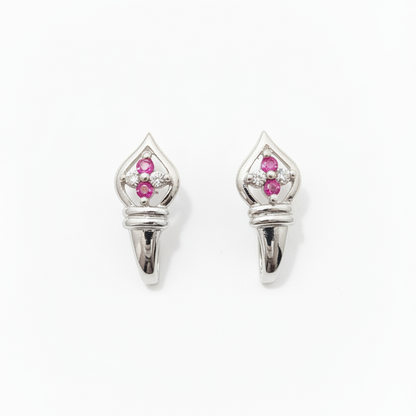 92.5 silver classy pink stone J studs