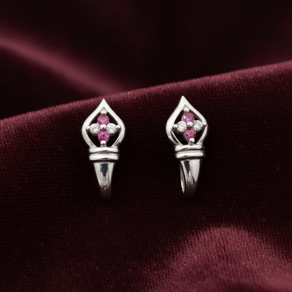 92.5 silver classy pink stone J studs