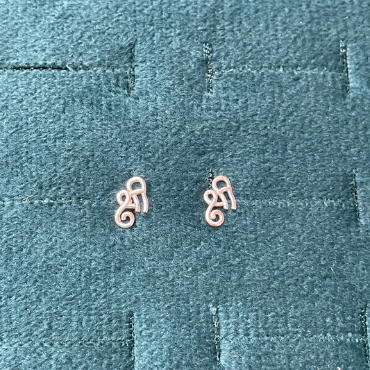 92.5 Silver Shree Second Studs | Stylish Spiritual Design | Elegant Jewellery