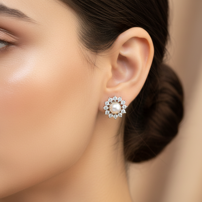 92.5 Silver Pearl Earrings for Women | Classic Elegant Design | Timeless Jewellery