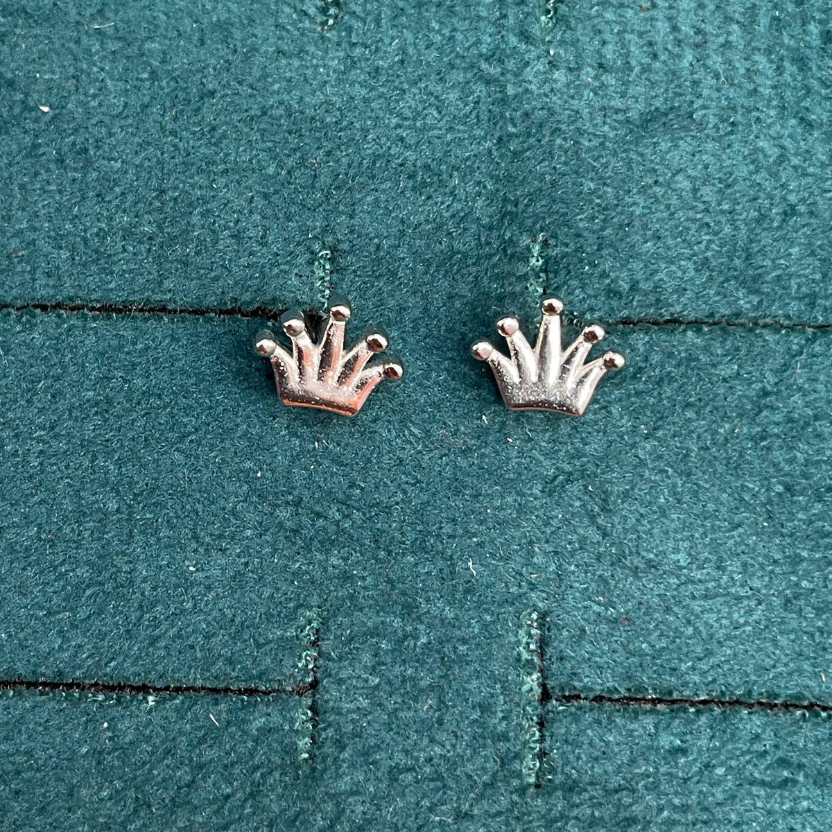 92.5 Sterling Silver Crown & Ball Stud Earrings for Women pair
