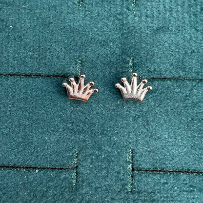 92.5 Sterling Silver Crown & Ball Stud Earrings for Women pair