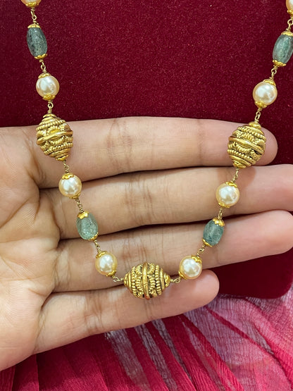 Silver gold plated nakshi mala 22 inches
