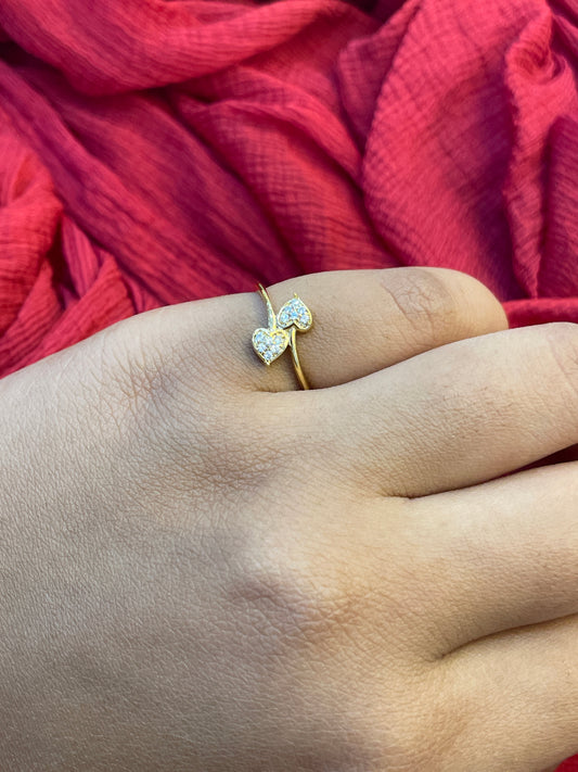 92.5 Silver Gold Plated Heart Ring for Women | Elegant Love Design | Jewellery