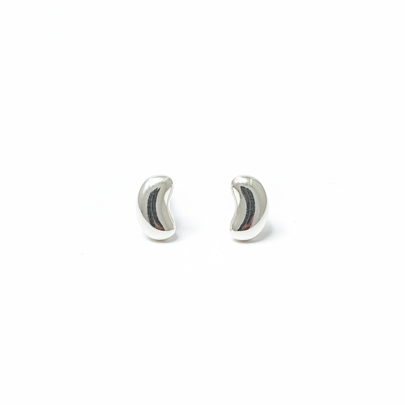 92.5 Silver Bean Shape Earrings for Women | Minimal Modern Design | Stylish Jewellery