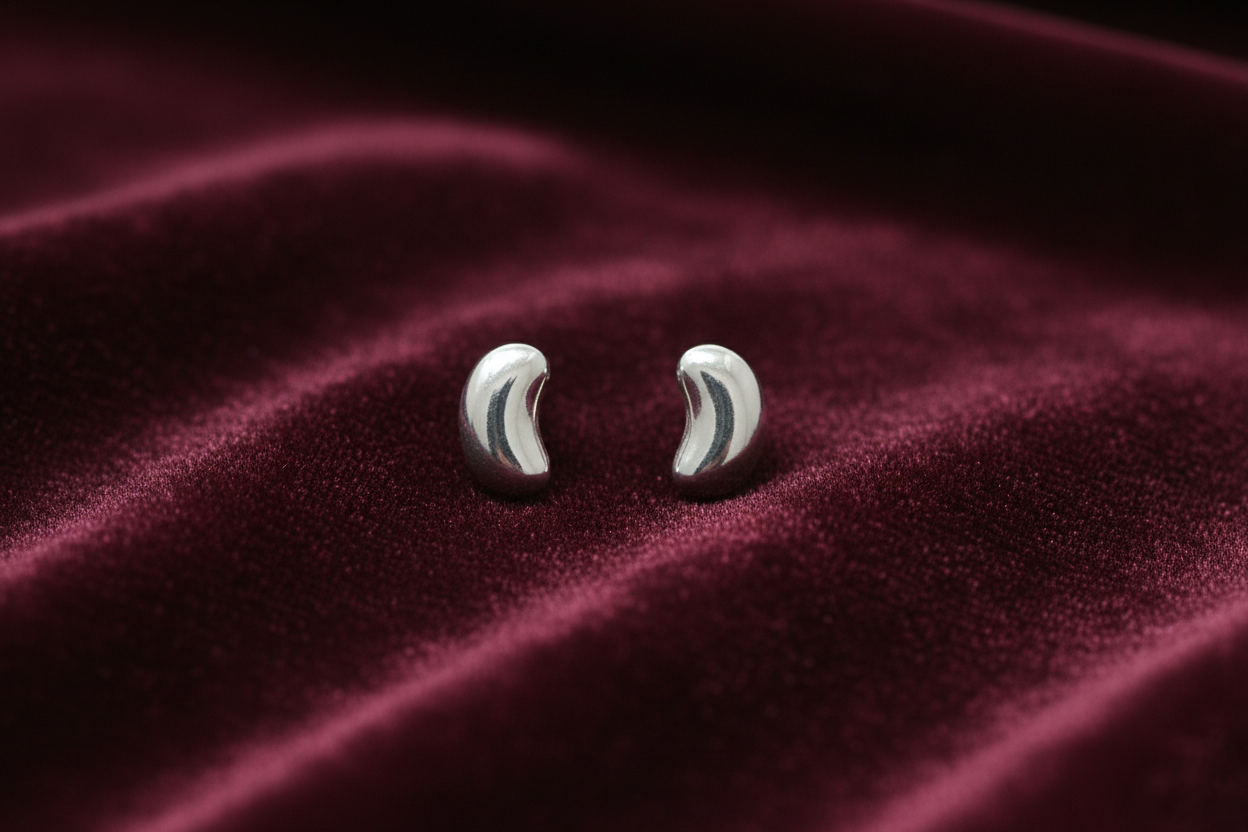 92.5 Silver Bean Shape Earrings for Women | Minimal Modern Design | Stylish Jewellery