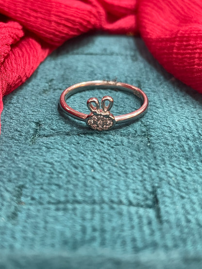 92.5 Silver Bunny Ring for Women Size 17 | Stylish Cute Design | Playful Fashion Jewellery